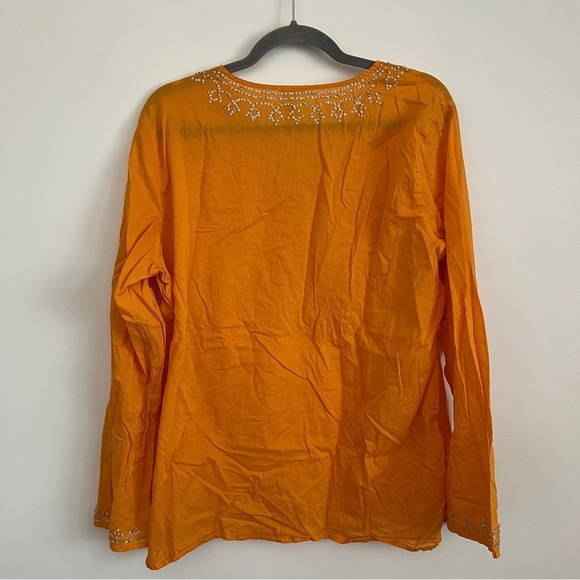 Old Navy Sequin Embroidered Orange Long Sleeve Top Lightweight-Women’s Size XL - Picture 6 of 7